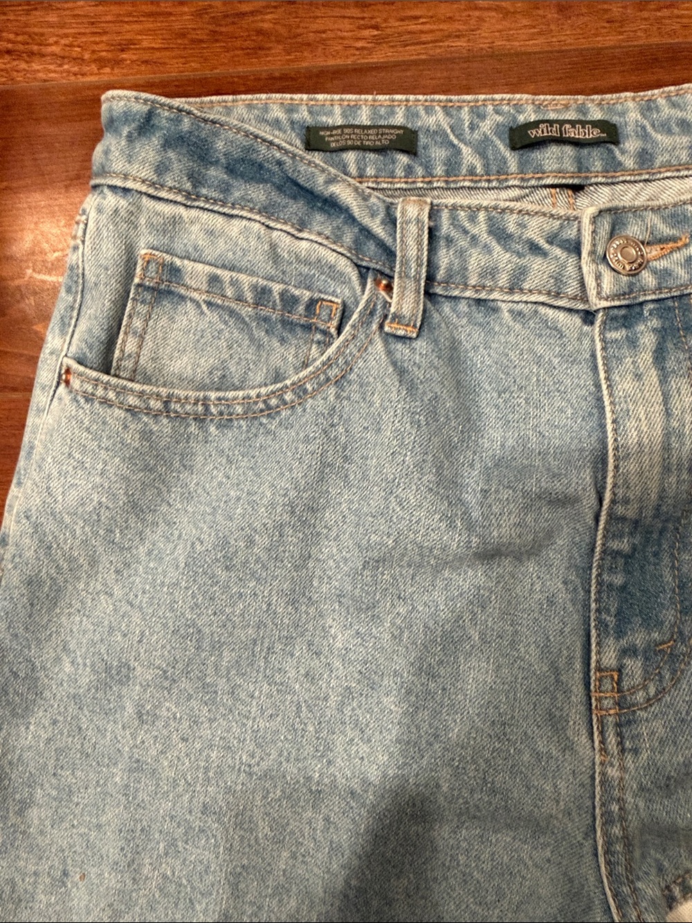 Wild Fable High Rise 90s Relaxed Straight Patchwork Jeans Two Tone Size 10 - Picture 4 of 10